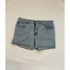Vintage Polo Ralph Lauren Denim Shorts Women Size‎ 14 Carpenter Logo Blue